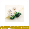 Boucle d’oreille strass Double cristal Disco Ball Shamballa goujons